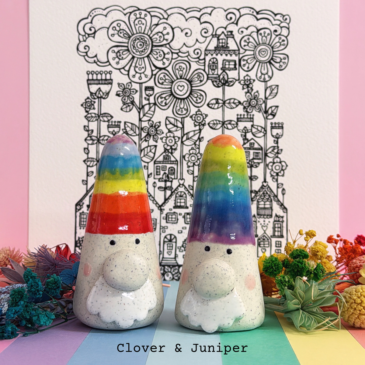 Hello Little BIG GNOMES : Clover & Juniper : Handmade Ceramic Whimsies by Jo Kealley