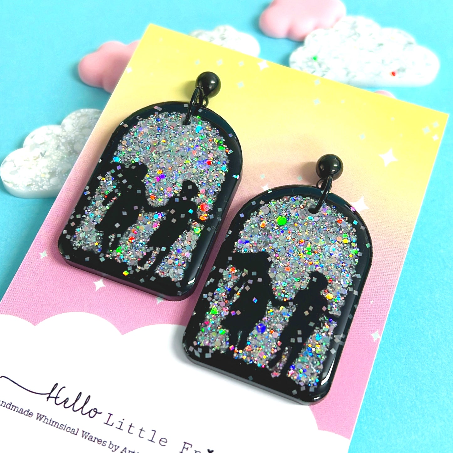 THE BEST FRIENDS COLLECTION : Choose your design : Handmade Holographic Resin DROP Earrings