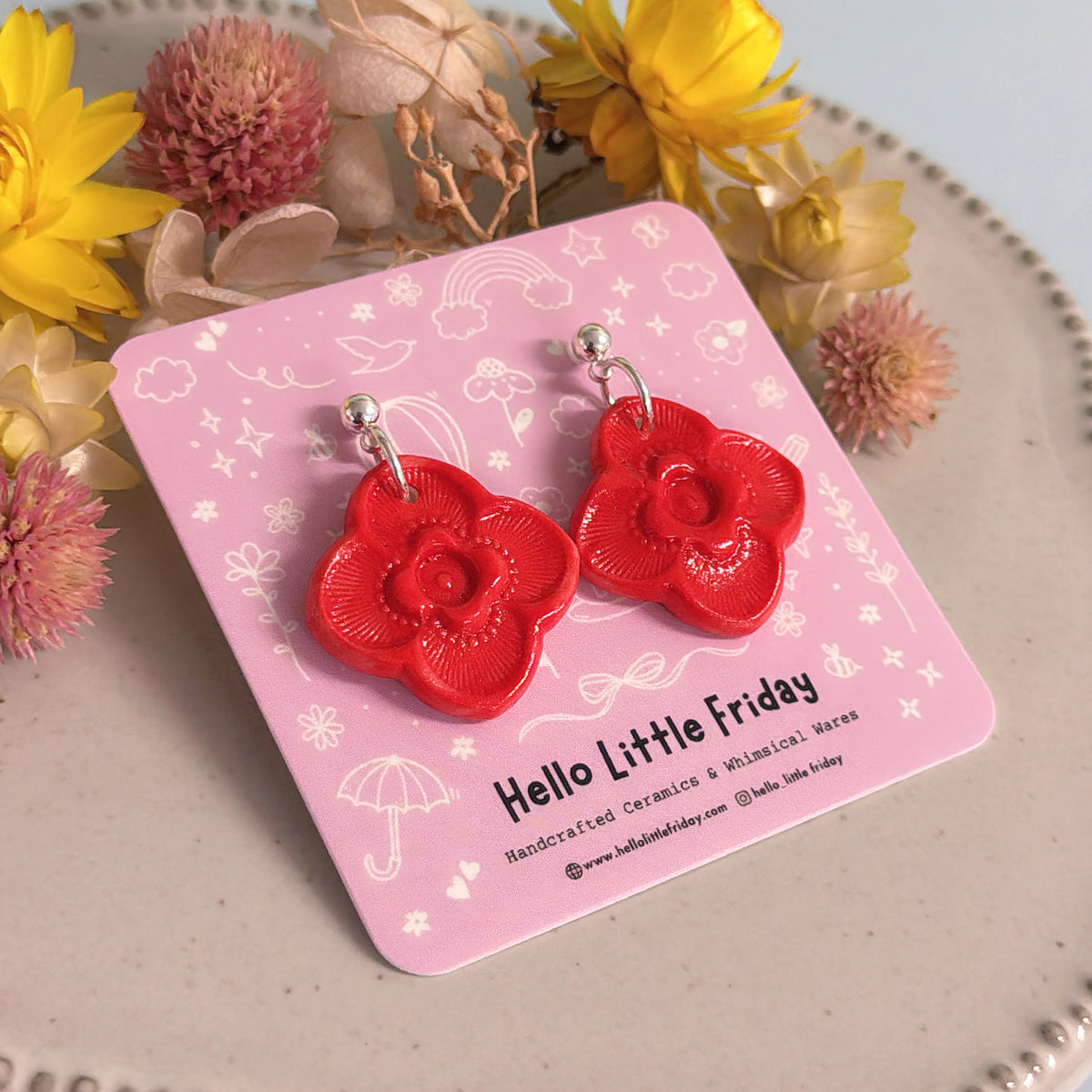 Petite LILAC BLOOMS : Choose your colour ~ PORCELAIN Drop Earrings Handmade by Jo Kealley