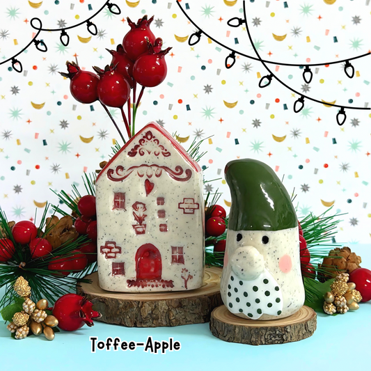 TOFFEE-APPLE : Santa Gnome or Gingerbread Home : Handmade Ceramic Whimsies by Jo Kealley
