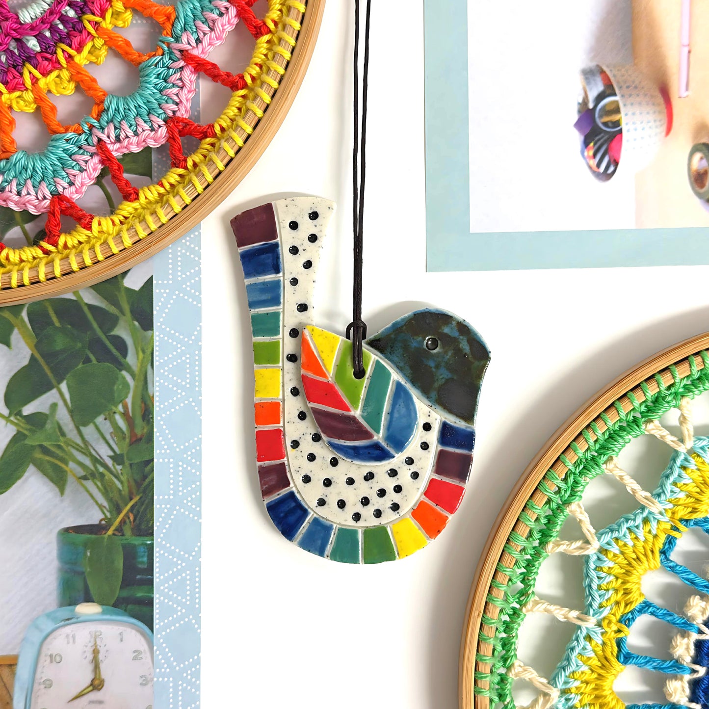 Hello Little BIRDIE ORNAMENTS : Choose your design : Handpainted Ceramic Wall Art by Jo Kealley