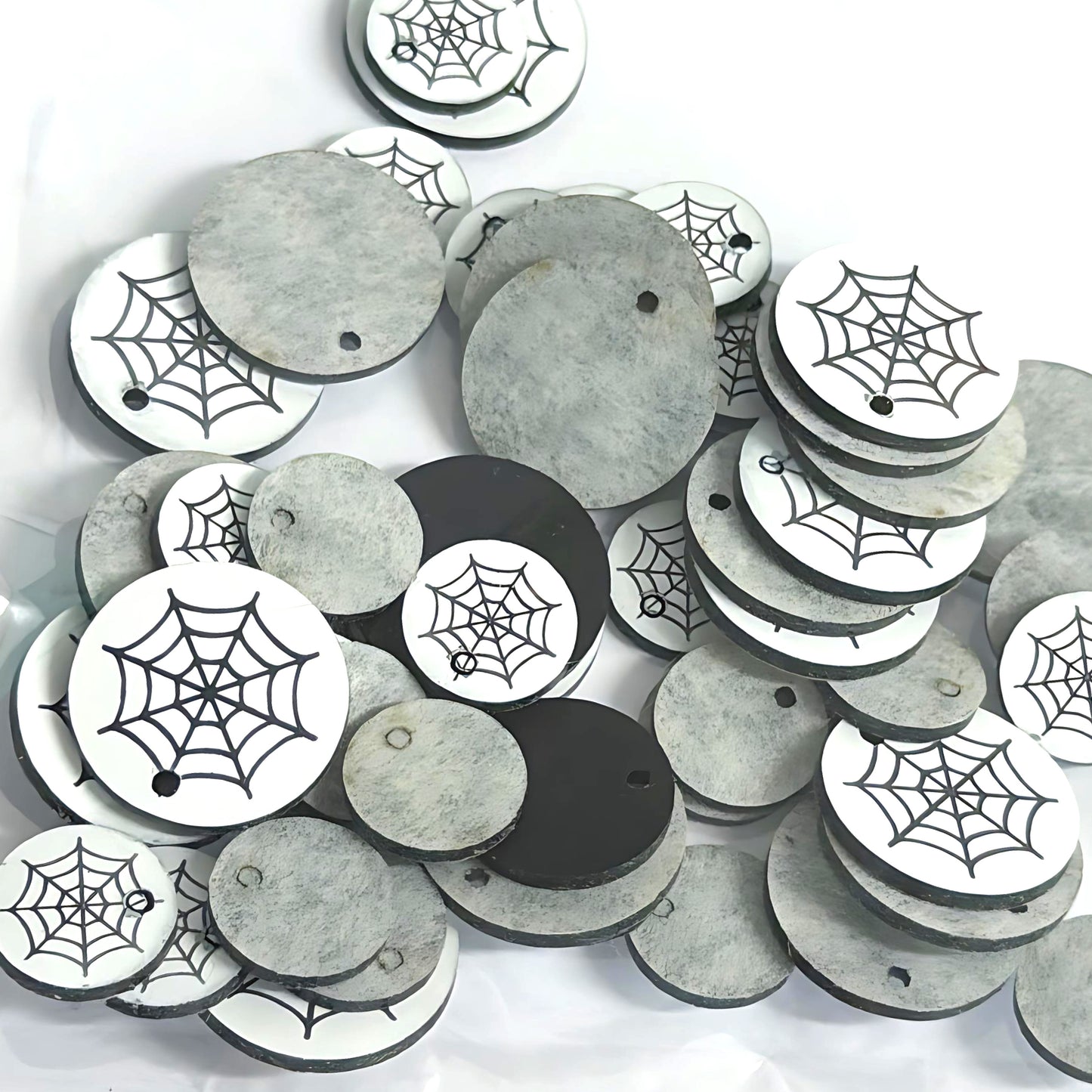 12mm & 18mm etched acrylic spider web stud tops or charmsAcrylic components : Destash item