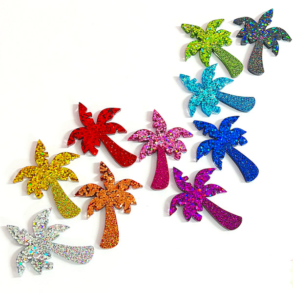 ALOHA : Glitterbomb Palms : Choose your colour : Handmade Resin DROP Earrings