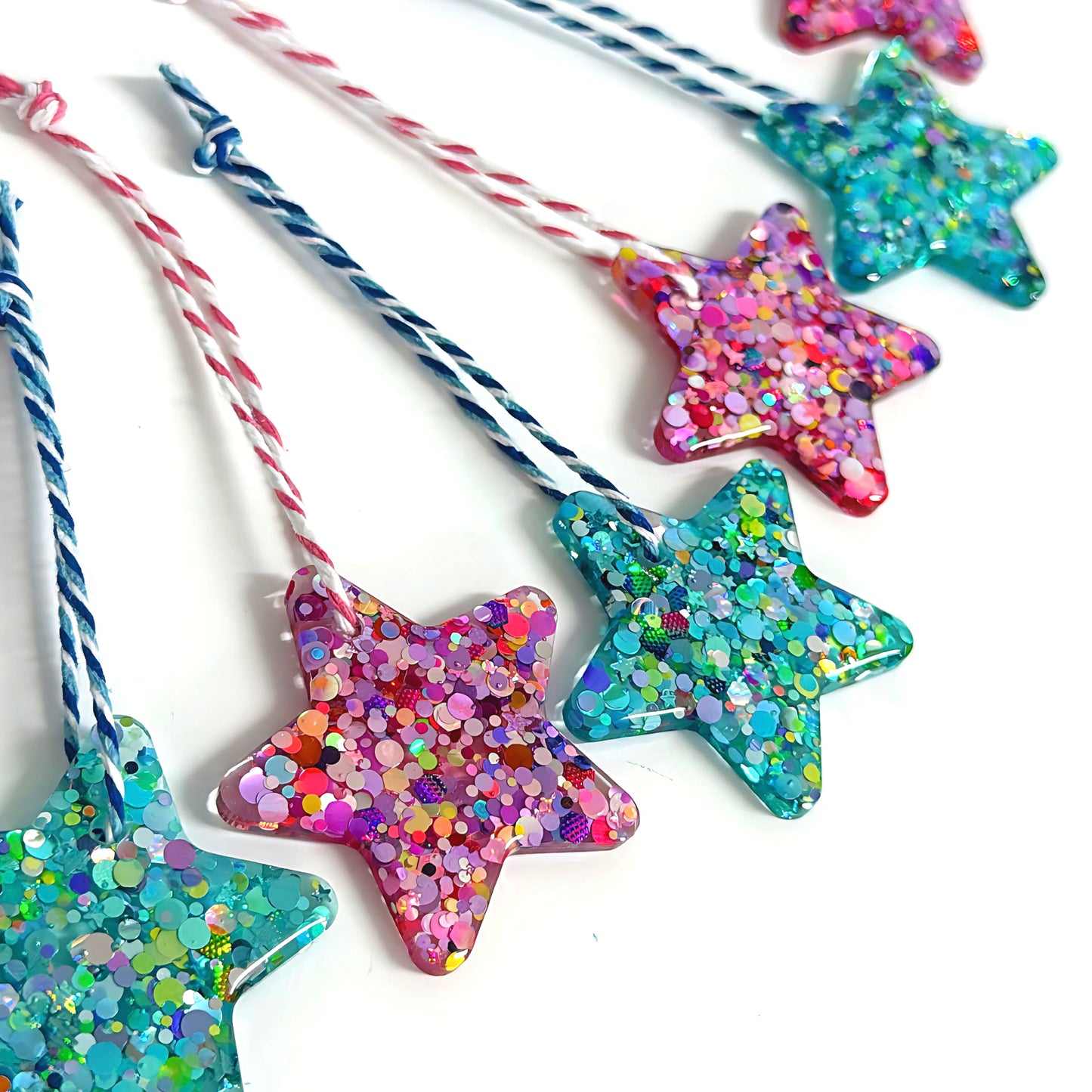FESTIVE STARS : Choose your colour : Handmade Resin Tree Ornaments