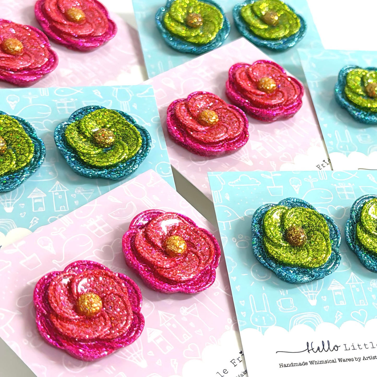 JEWEL BLOOMS : Choose your colour : Handmade Resin STUD Earrings