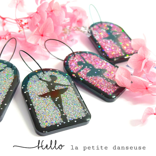 The Dancer - la petite danseuse : Choose your colour : Handmade Holographic Resin DROP Earrings
