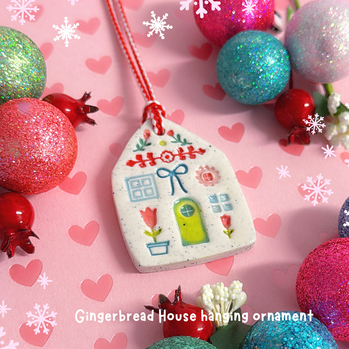 Gingerbread Houses : Handmade Ceramic Ornaments by Jo Kealley