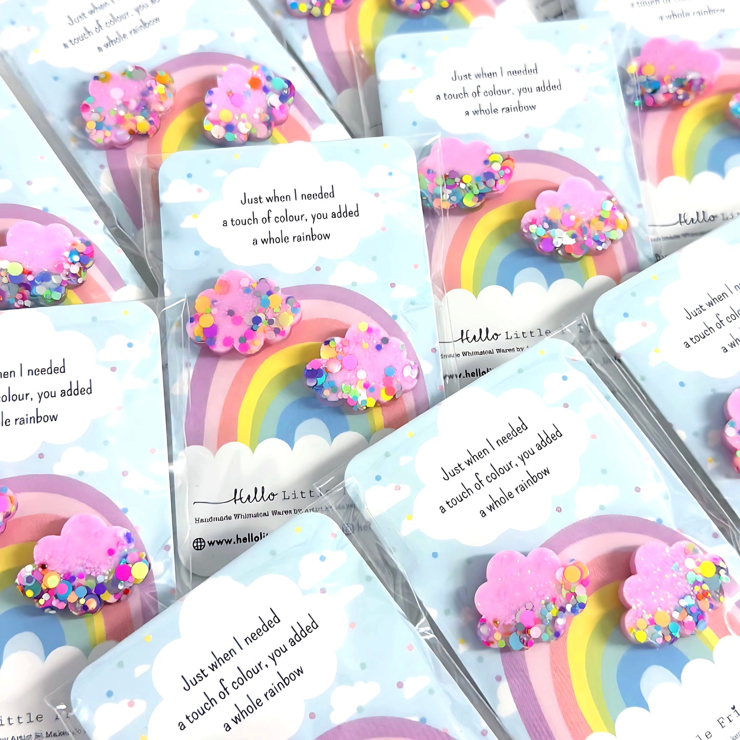 FUNFETTI MARSHMALLOW PINK CLOUD : Handmade Resin STUD Earrings