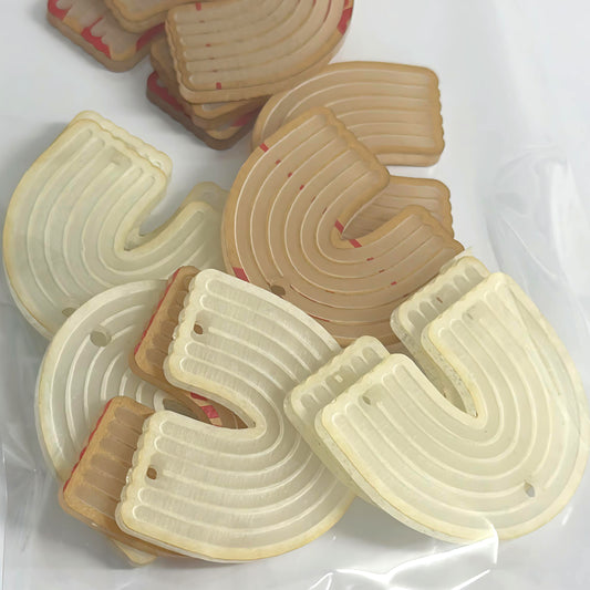 6 pairs 45mm RAINBOWS in SPARKLE GLITTER & FROSTED Acrylic: Paint fill : Etched Laser Cut Acrylic components : Destash item