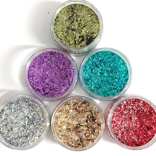IRIDESCENT SHARDS GLITTER : choose you colour : large black jar : Destash item