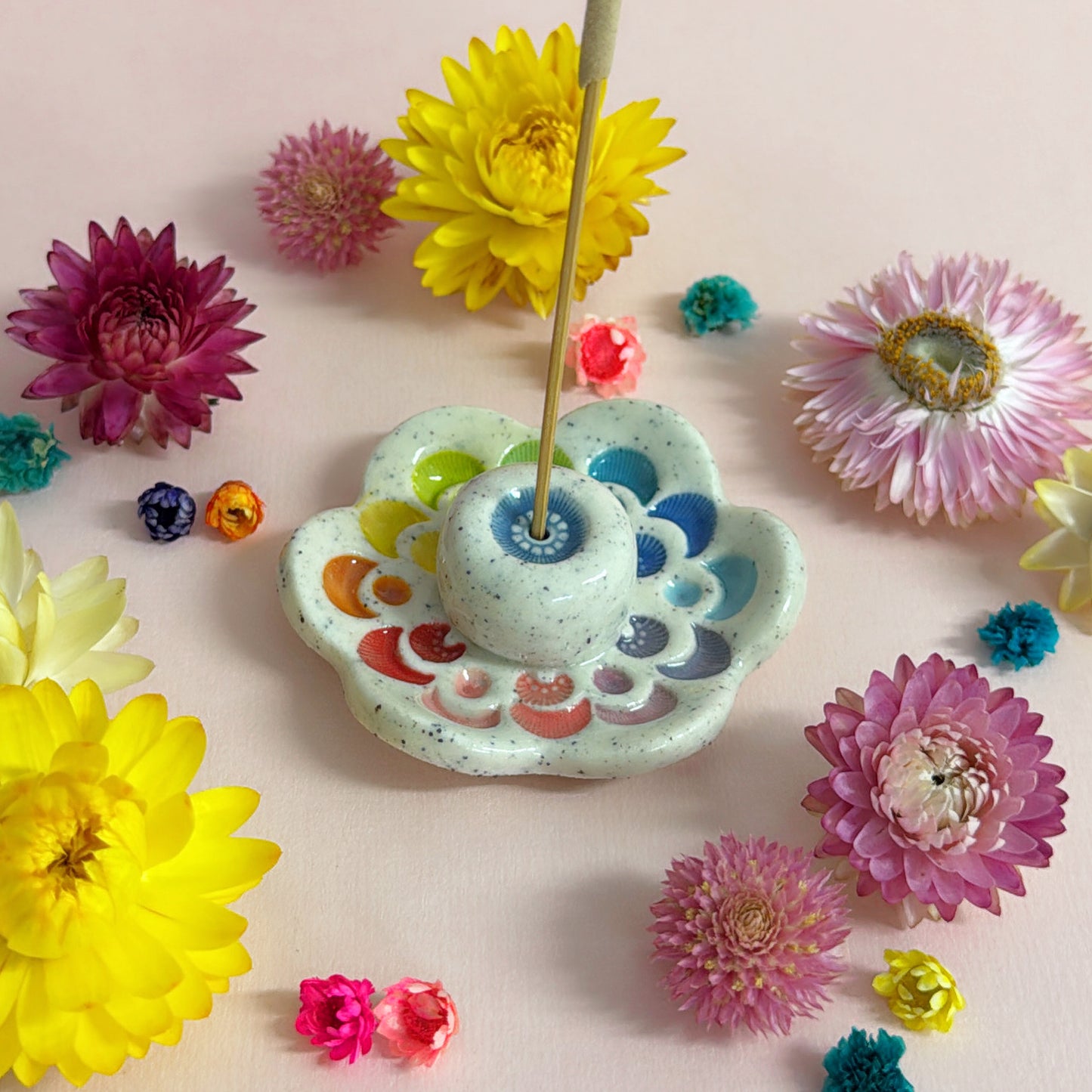 RAINBOW DAYDREAMS : Handmade Ceramic Incense Holder by Jo Kealley