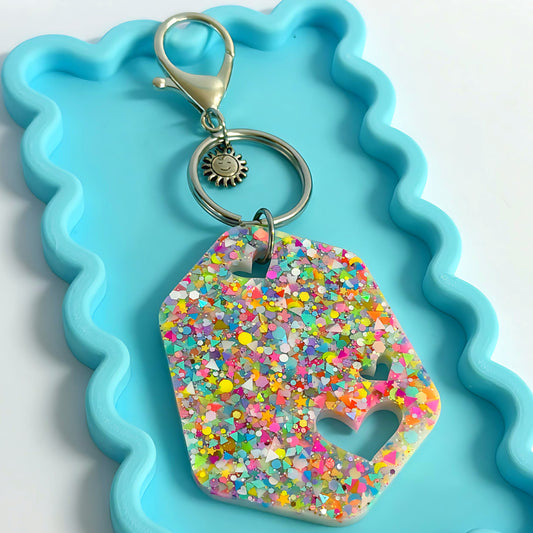 RAINBOW CONFETTI : Handmade Resin KEY CHAIN or BAG CHARM