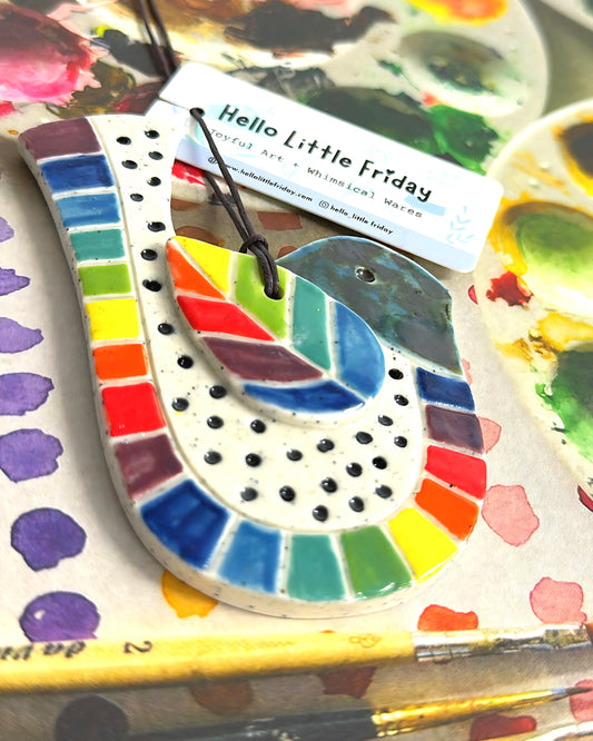 Hello Little BIRDIE ORNAMENTS : Choose your design : Handpainted Ceramic Wall Art by Jo Kealley