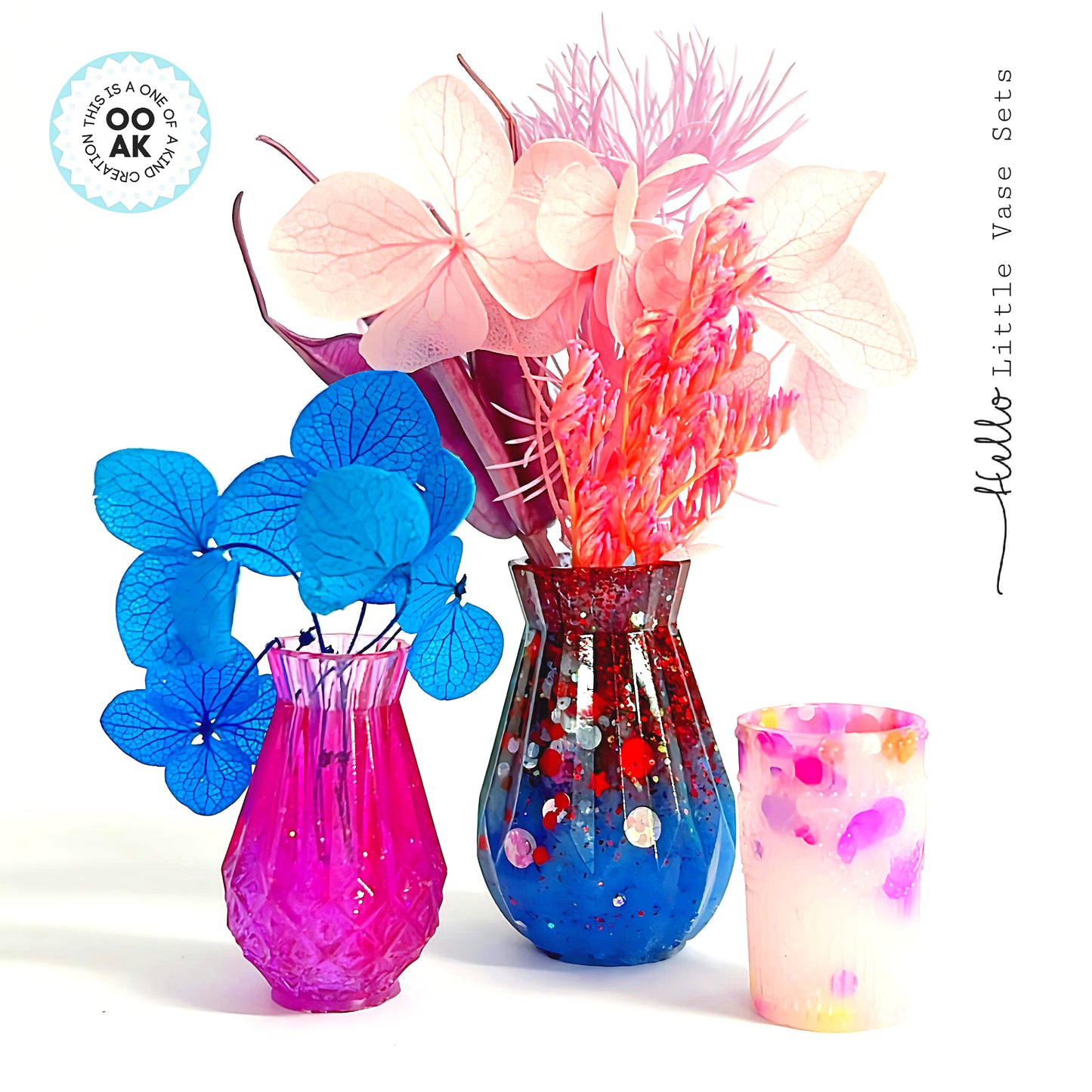 HELLO LITTLE VASE SETS : Set of 3 : Cast Resin Miniature Vases