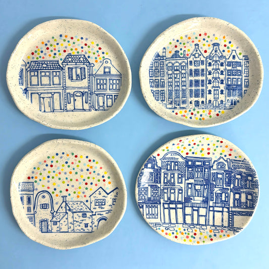 Hello Little RAINBOW CONFETTI DISH : Choose your design : Handpainted Ceramic Dishes by Jo Kealley