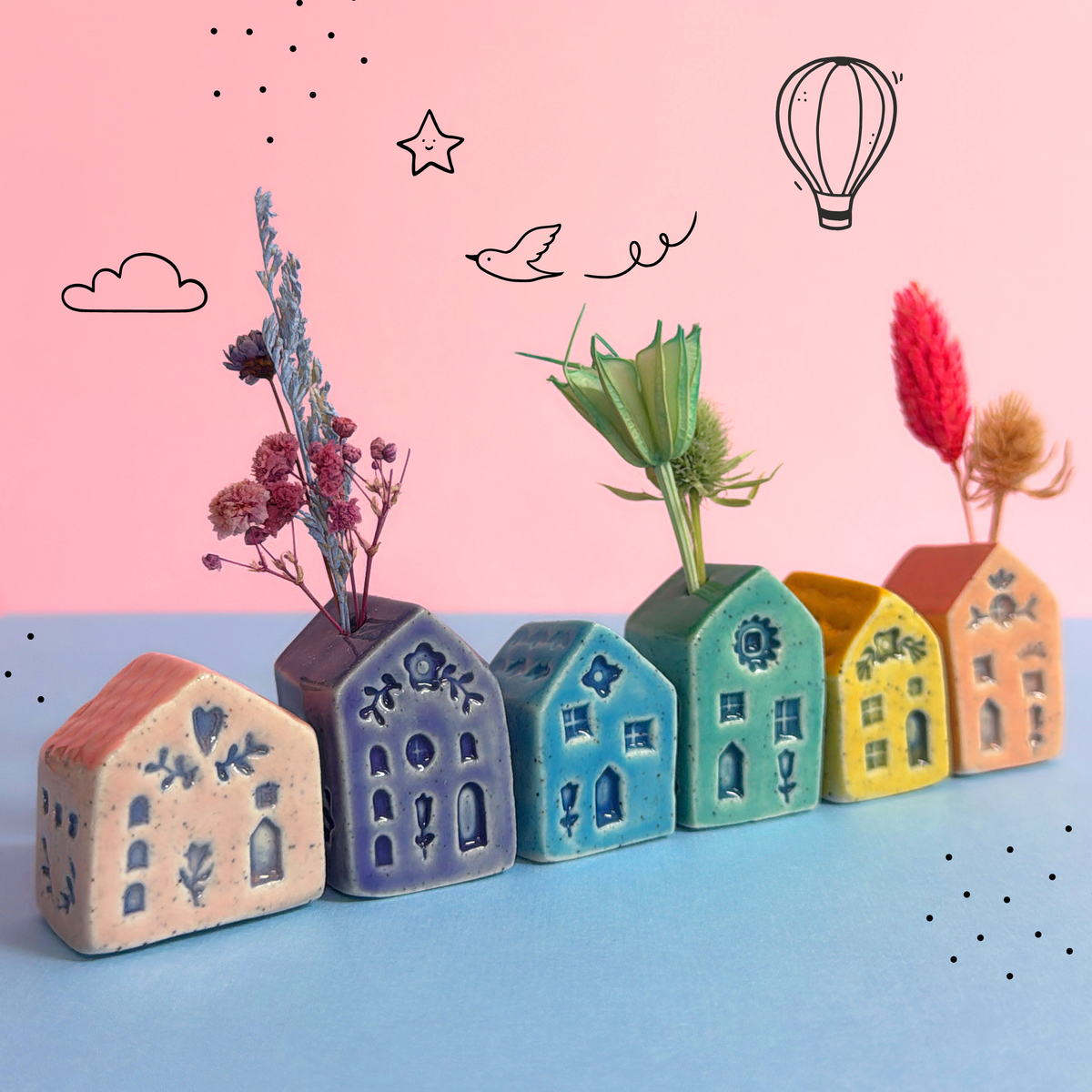 Hello Little HOMES 2 : Gelato Rainbow : Choose your colour : Handmade Ceramic Vases & Sculptures by Jo Kealley