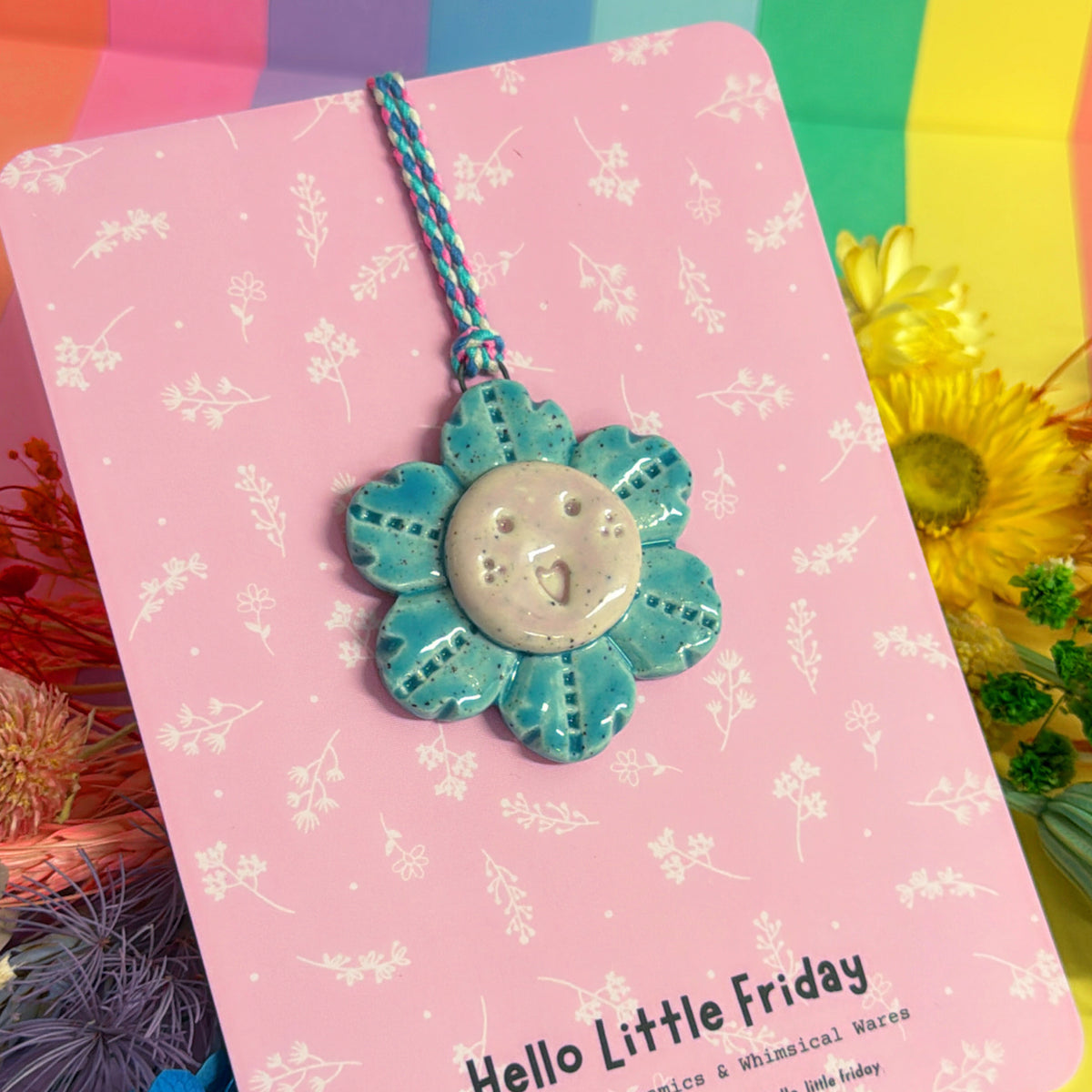 The Turquoise WALLFLOWERS ~ choose your design : Handmade Ceramic Wall Art Ornament by Jo Kealley