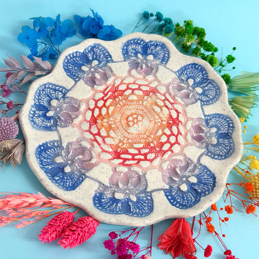 BOTANICA CERAMICA ~ Sarah’s Crochet Wave-edge Plate : Handmade Ceramic Treats & Tapas Dishes by Jo Kealley
