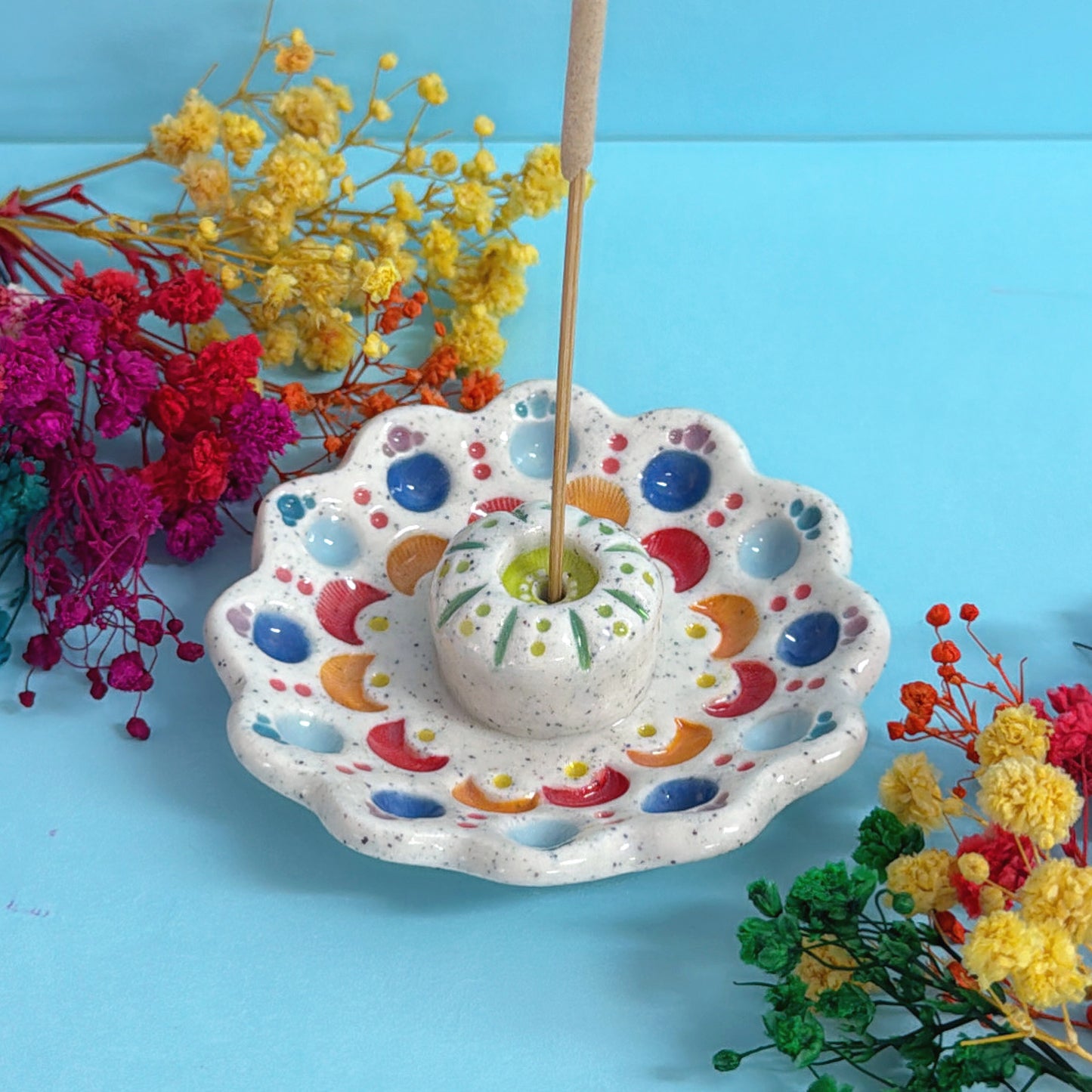 RAINBOW DAYDREAMS : Handmade Ceramic Incense Holder by Jo Kealley