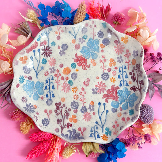 BOTANICA CERAMICA ~ Irene’s Garden Wave-edge Plate : Handmade Ceramic Treats & Tapas Dishes by Jo Kealley