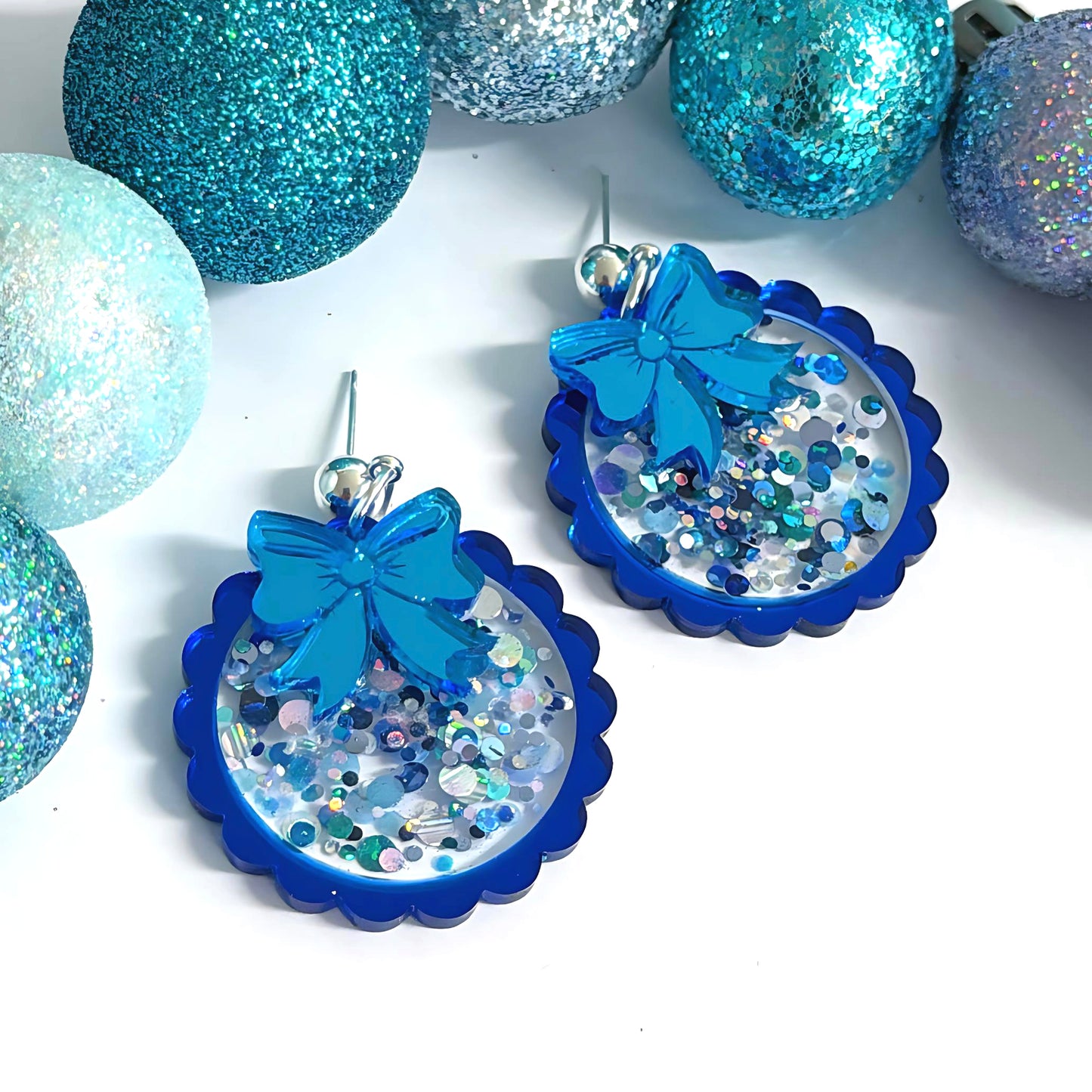 TWINKLING LIGHTS  : BAUBLES : Choose your colour : Handmade Resin & Acrylic Stud-top DROP Earrings