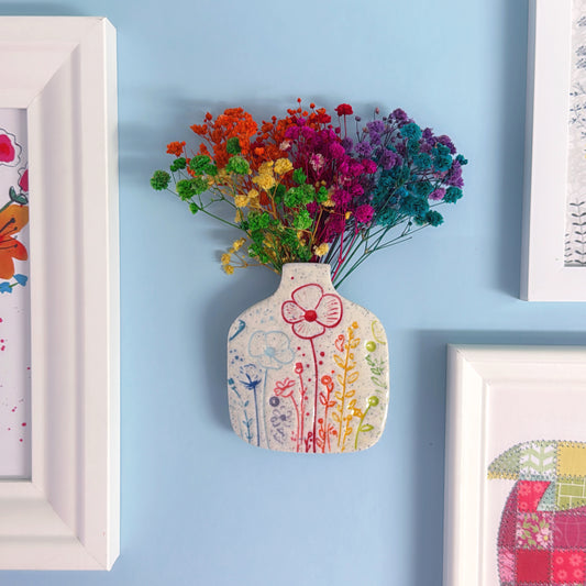 BOTANICA CERAMICA : Rainbow Handmade Ceramic Wall Vase - Medium by Jo Kealley