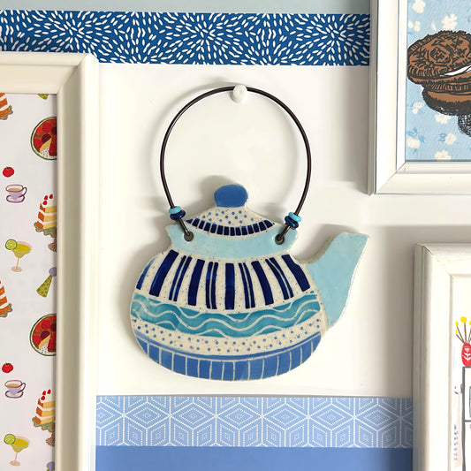 Hello Little CLASSIC TEAPOT : Choose your design : Handpainted Ceramic Wall Plaque Artwork by Jo Kealley