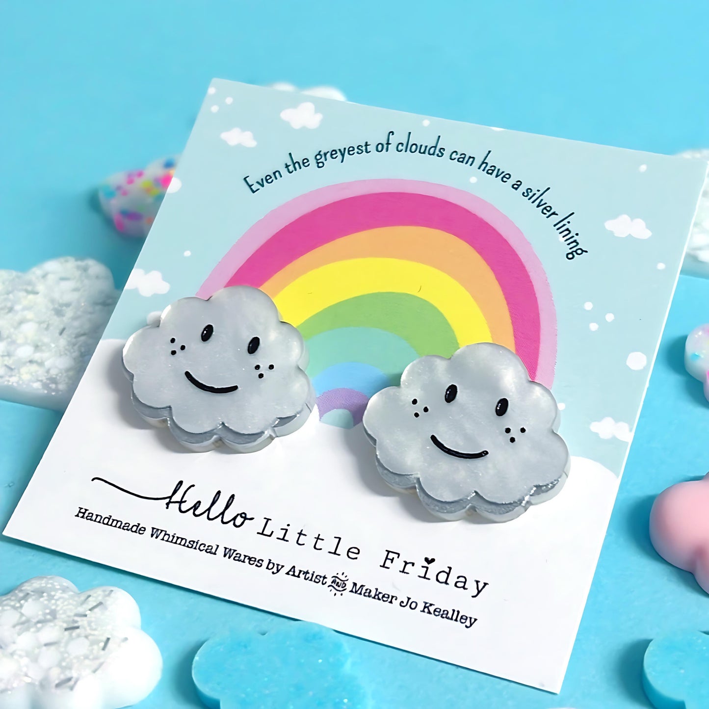 EVERY CLOUD HAS A SILVER LINING : Handmade Resin STUD Earrings