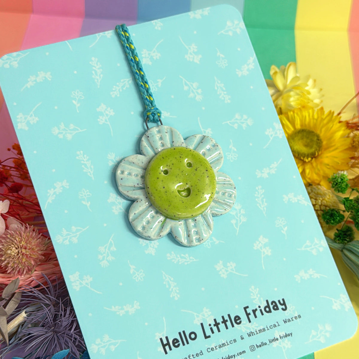 The Light Aqua WALLFLOWERS ~ choose your design : Handmade Ceramic Wall Art Ornament by Jo Kealley