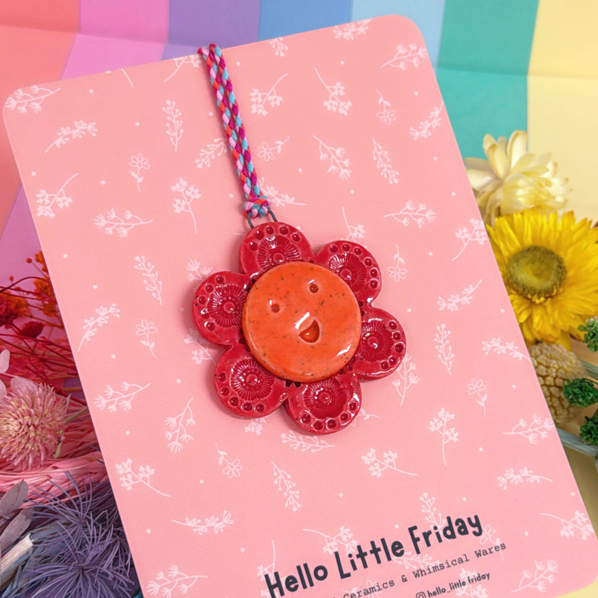The Red WALLFLOWERS ~ choose your design : Handmade Ceramic Wall Art Ornament by Jo Kealley