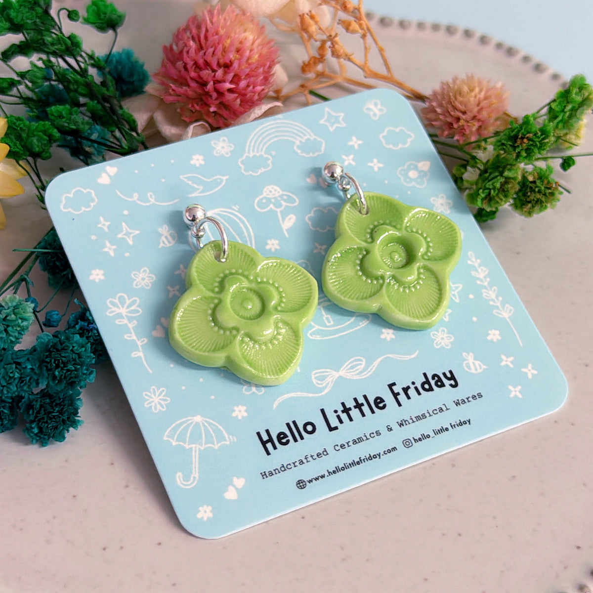 Petite LILAC BLOOMS : Choose your colour ~ PORCELAIN Drop Earrings Handmade by Jo Kealley