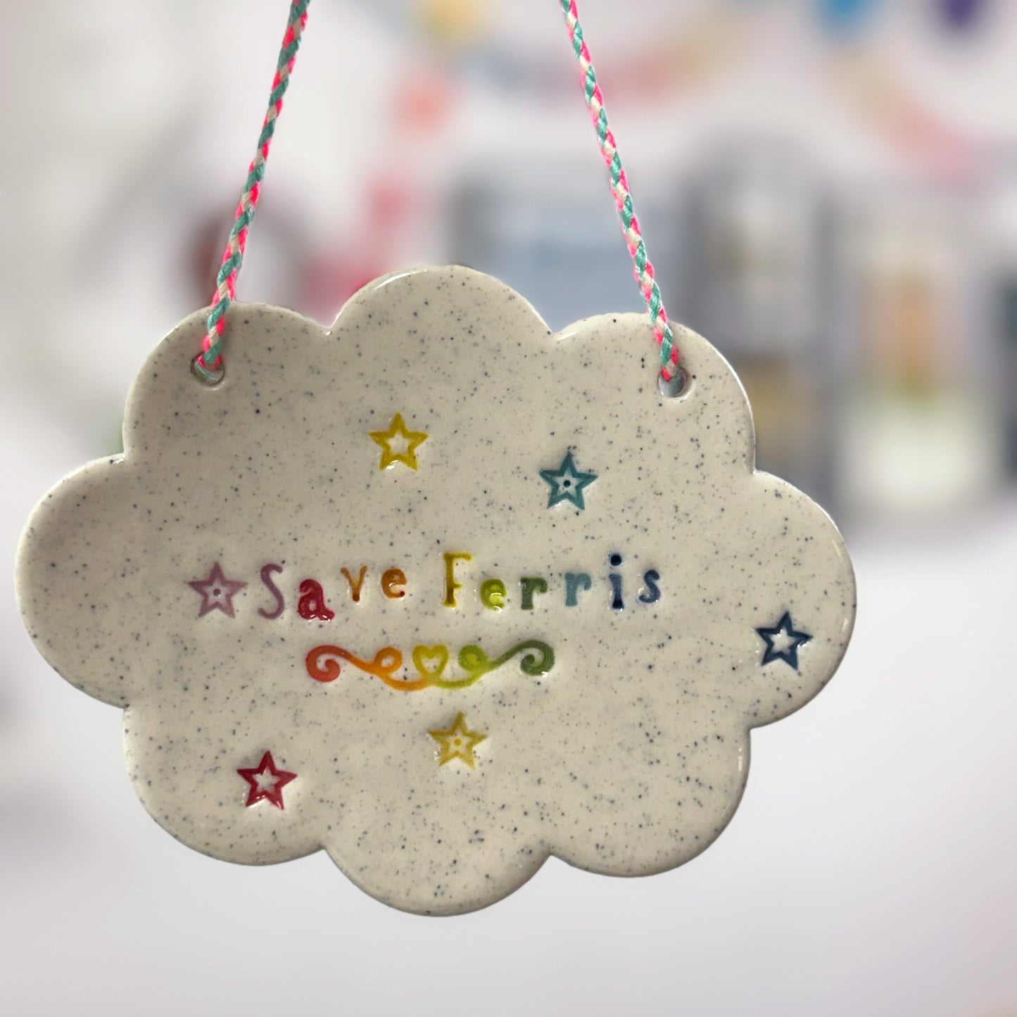SAVE FERRIS Wall Art : One of a kind : Handmade Ceramic Ornament by Jo Kealley