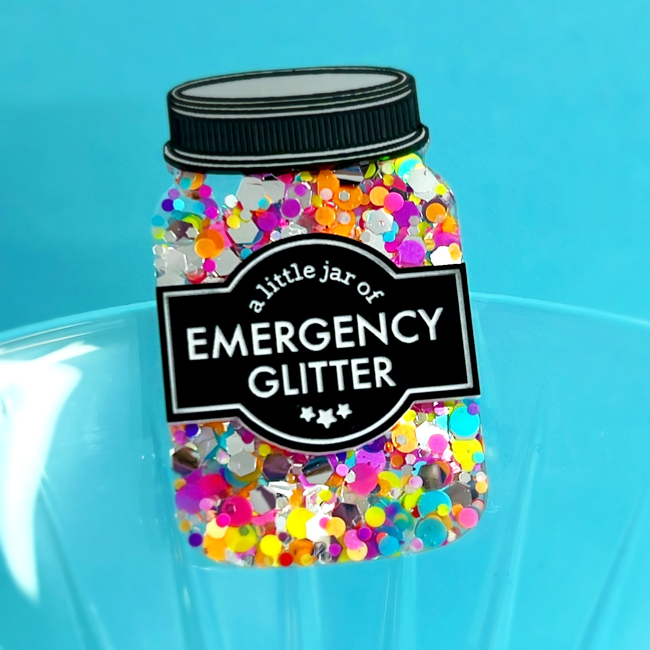 A LITTLE JAR OF : EMERGENCY GLITTER : Handmade Resin & Acrylic BROOCH