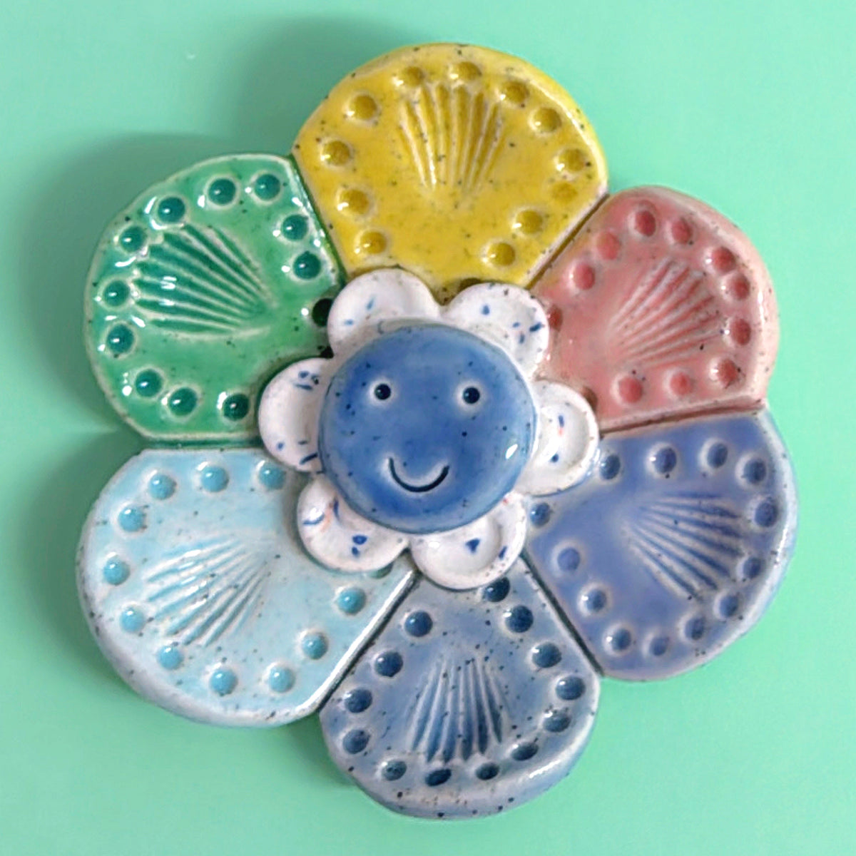 RAINBOW Large WALLFLOWER Wall Art : Handmade Ceramic Ornament by Jo Kealley