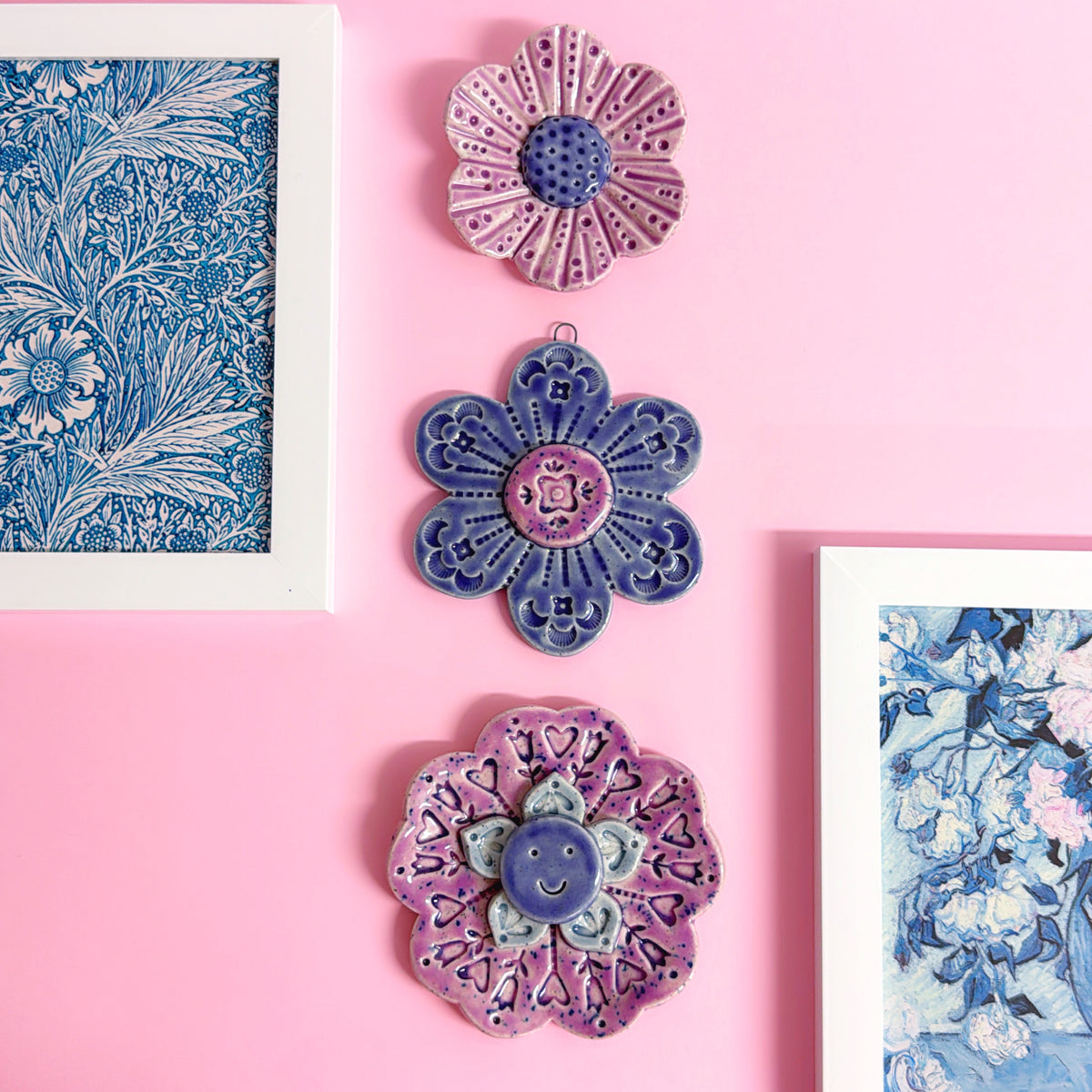 Lavender Lilac & Violet WALLFLOWERS Wall Art : Choose your design : Handmade Ceramic Ornaments by Jo Kealley