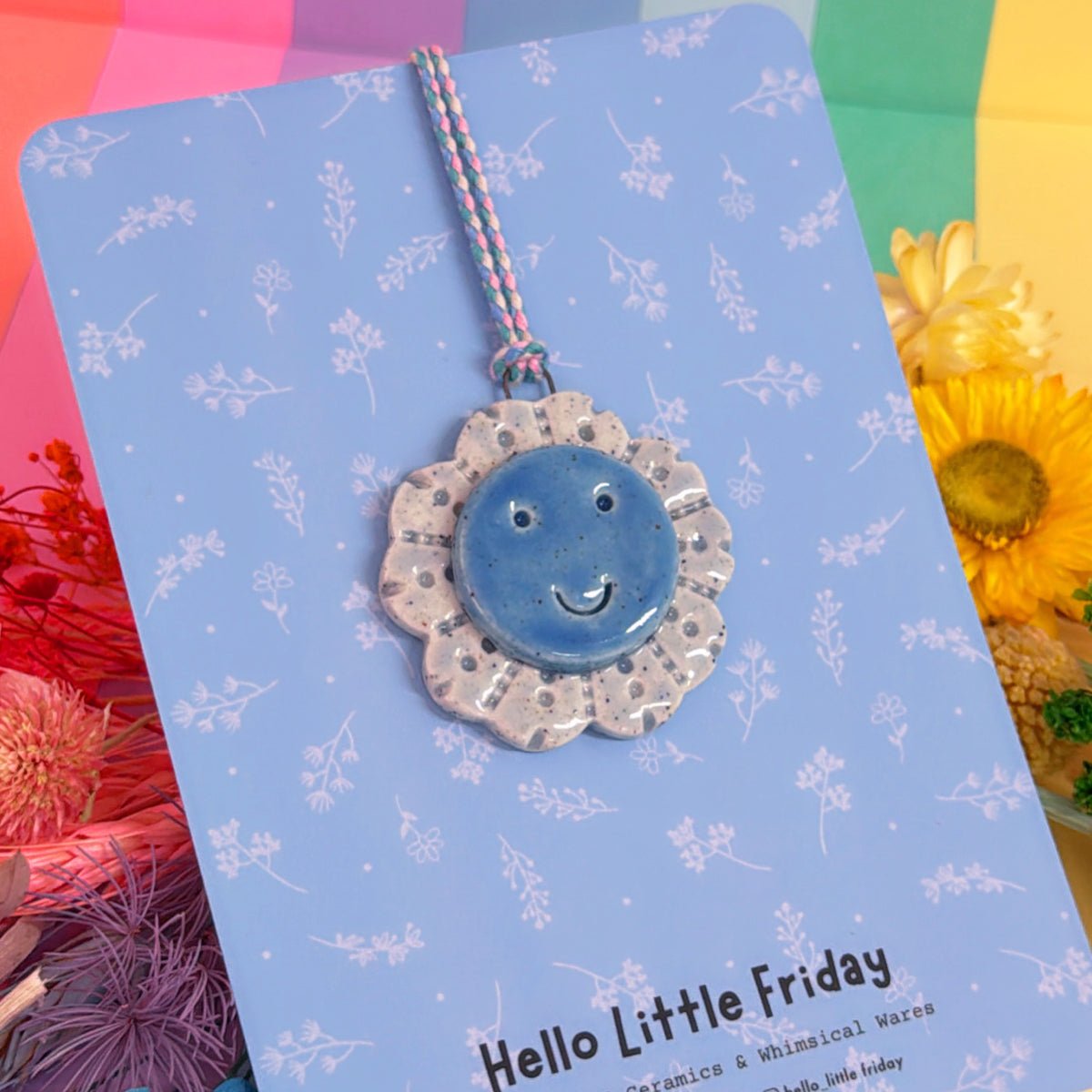 The Light Blue WALLFLOWERS ~ choose your design : Handmade Ceramic Wall Art Ornament by Jo Kealley