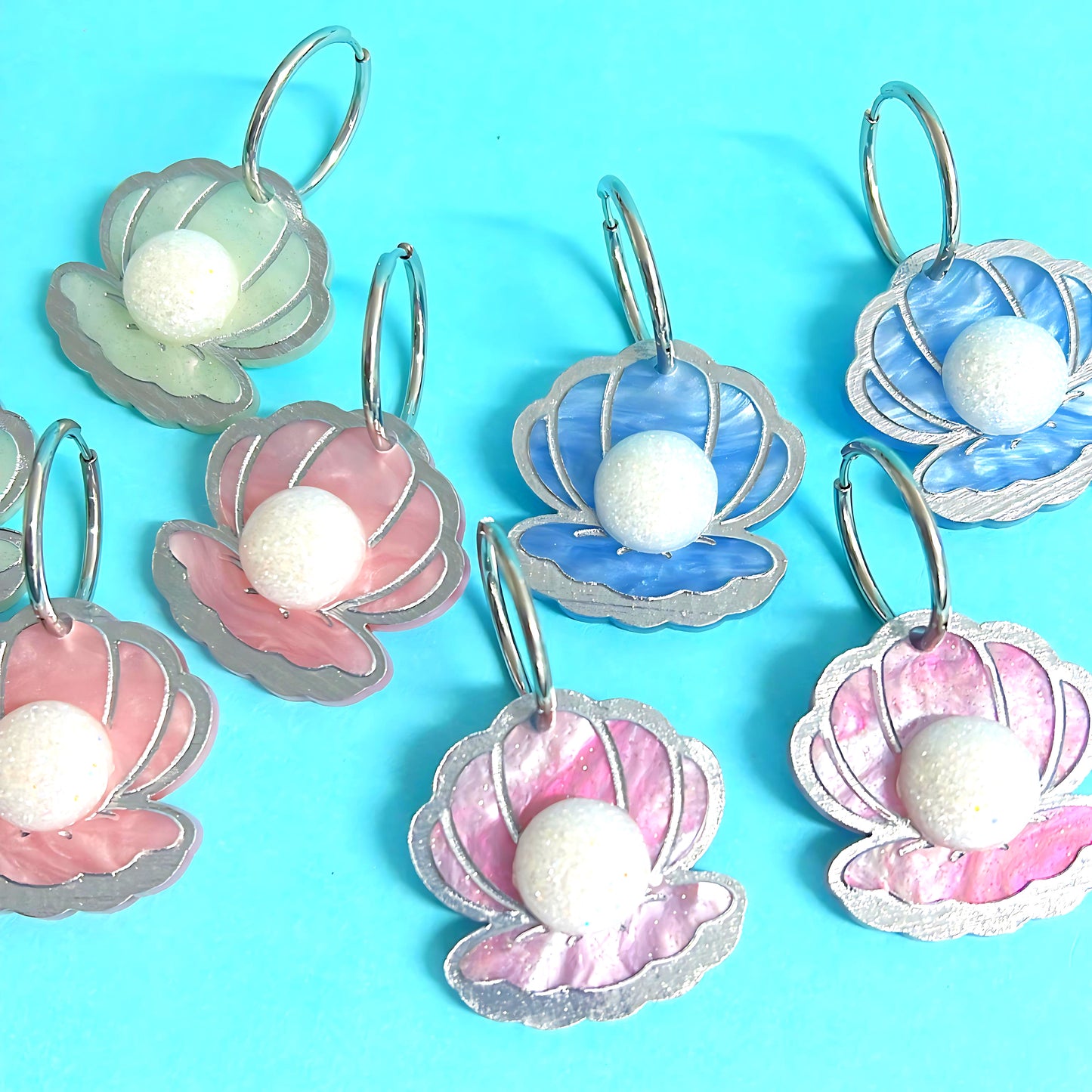 JEWELS OF THE SEA : Choose your colour : Handmade Resin & Acrylic DROP Earnings