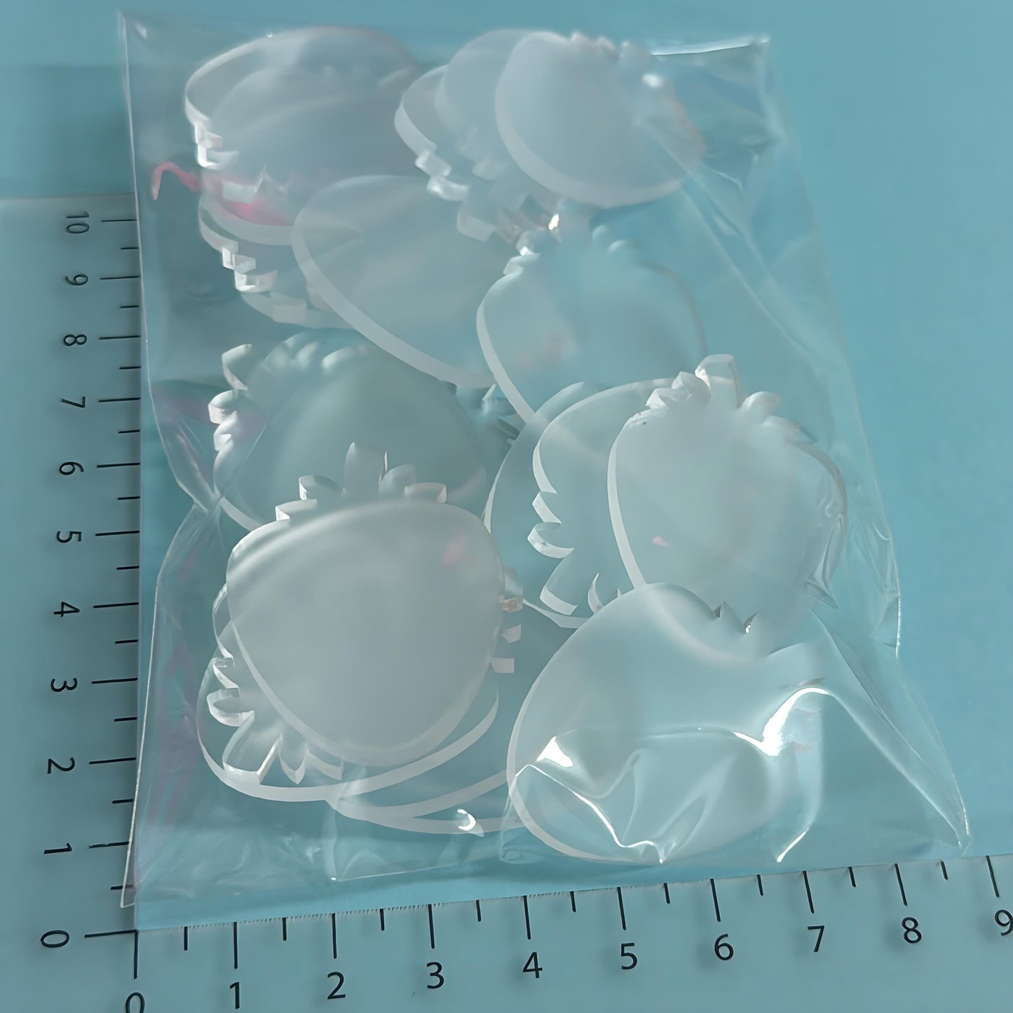 40mm STRAWBERRIES : drop earring size: 3mm clear gloss Acrylic components : Destash item