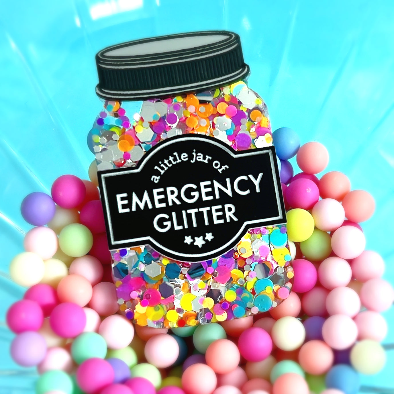 A LITTLE JAR OF : EMERGENCY GLITTER : Handmade Resin & Acrylic BROOCH