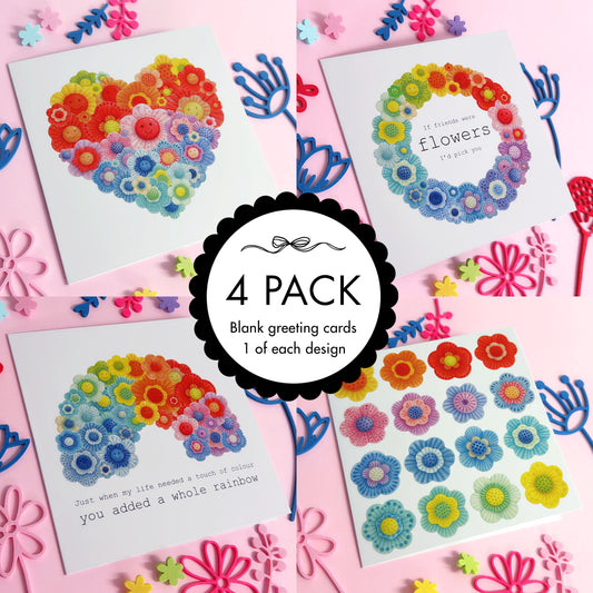 The Wallflowers GREETING CARD PACK of 4 by Jo Kealley