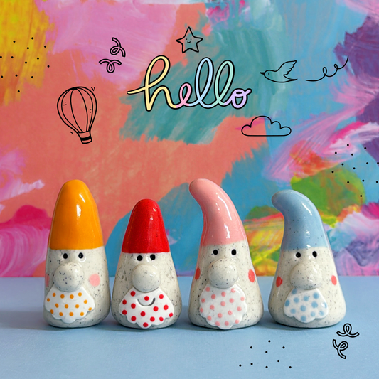 Hello Little GNOMES : Choose your colour : Handmade Ceramic Whimsies by Jo Kealley
