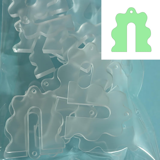 Large bag 35mm SCALLOPED RAINBOWS for drop size earrings : 3mm clear frosted Acrylic components : Destash item