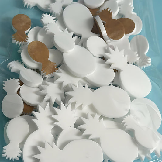 Large bag 20mm & 40mm PINEAPPLES for stud & drop earring size: 3mm white gloss Acrylic components : Destash item