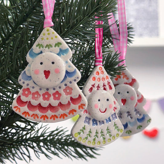 The Happiest Rainbow Tree ~ Choose your design : Medium Handmade Ceramic Christmas Ornaments  by Jo Kealley