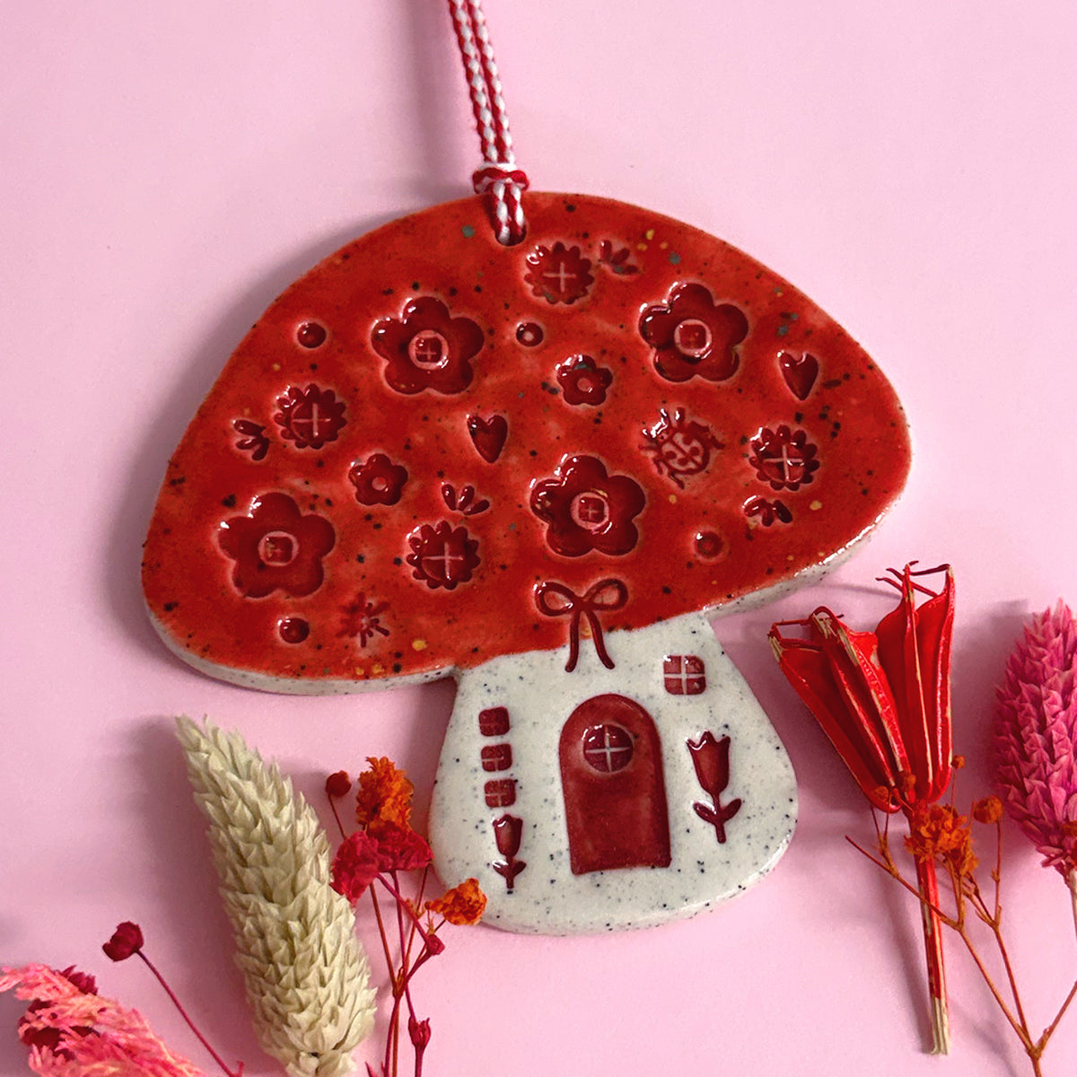 Toadstool Home :  One of a kind Handmade Ceramic Wall Art by Jo Kealley