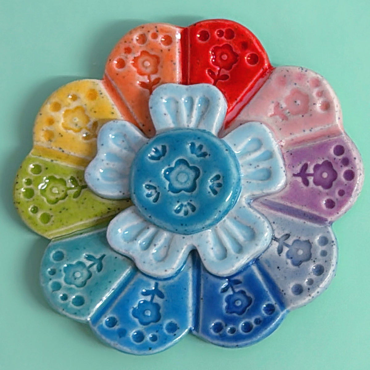 Limited Edition : RAINBOW WALLFLOWERS Wall Art : Choose your design : Handmade Ceramic Ornaments by Jo Kealley