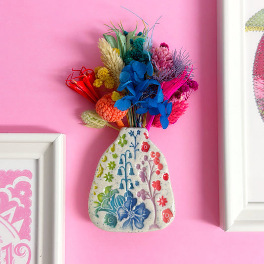 BOTANICA CERAMICA Rainbow Handmade Ceramic Wall Vase by Jo Kealley