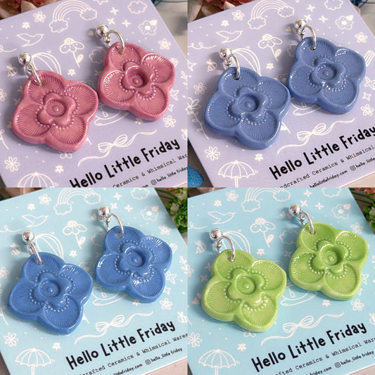 Petite LILAC BLOOMS : Choose your colour ~ PORCELAIN Drop Earrings Handmade by Jo Kealley