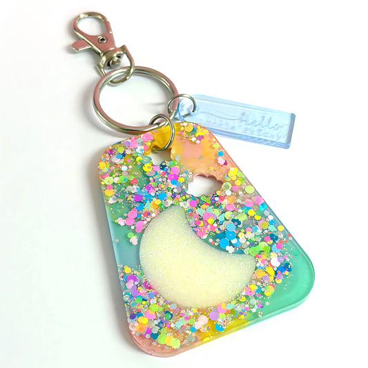 CELESTIAL GELATO CONFETTI : MOON : Handmade Resin KEY CHAIN or BAG CHARM