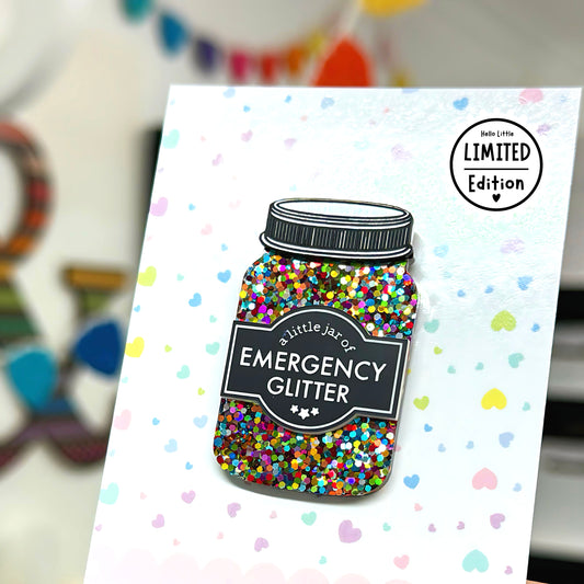 Limited Edition  : A LITTLE JAR OF : EMERGENCY GLITTER : Handmade Resin & Acrylic BROOCH